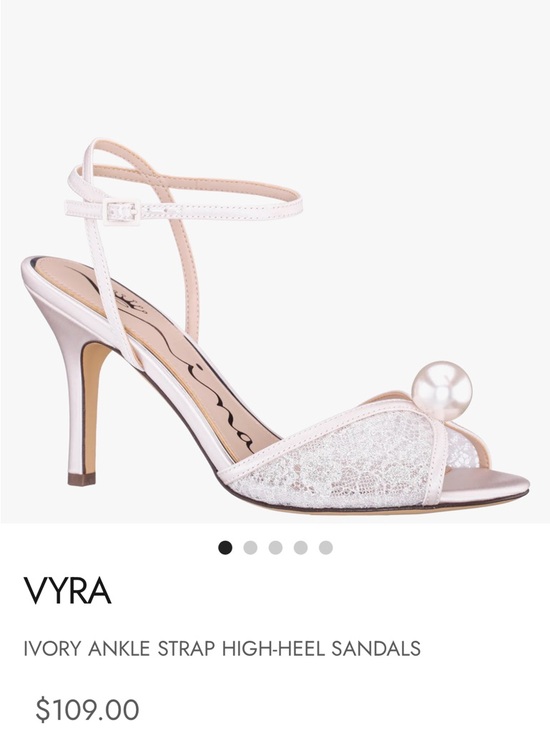 Nina Shoes - Nina Ivory Pearl-Accent Ankle-Strap Heels